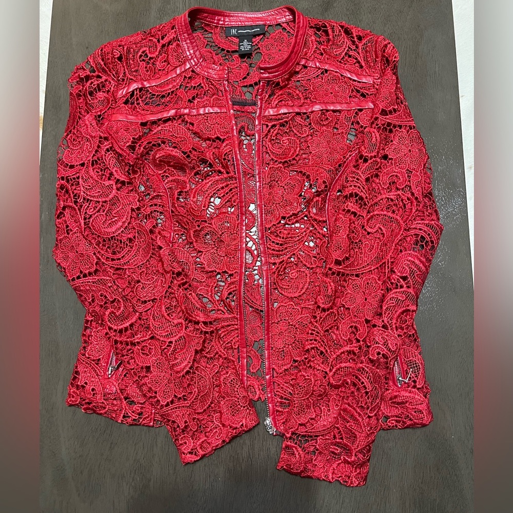 INC Red Cutout Zip Ik Jacket 🌶